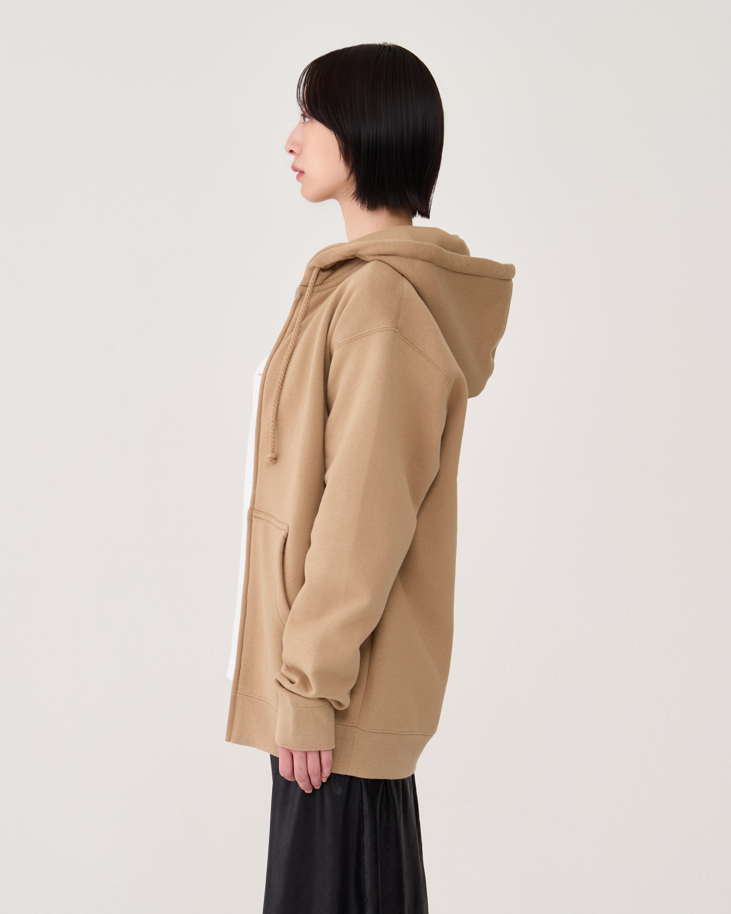Logo zip-up hoodie / Beige