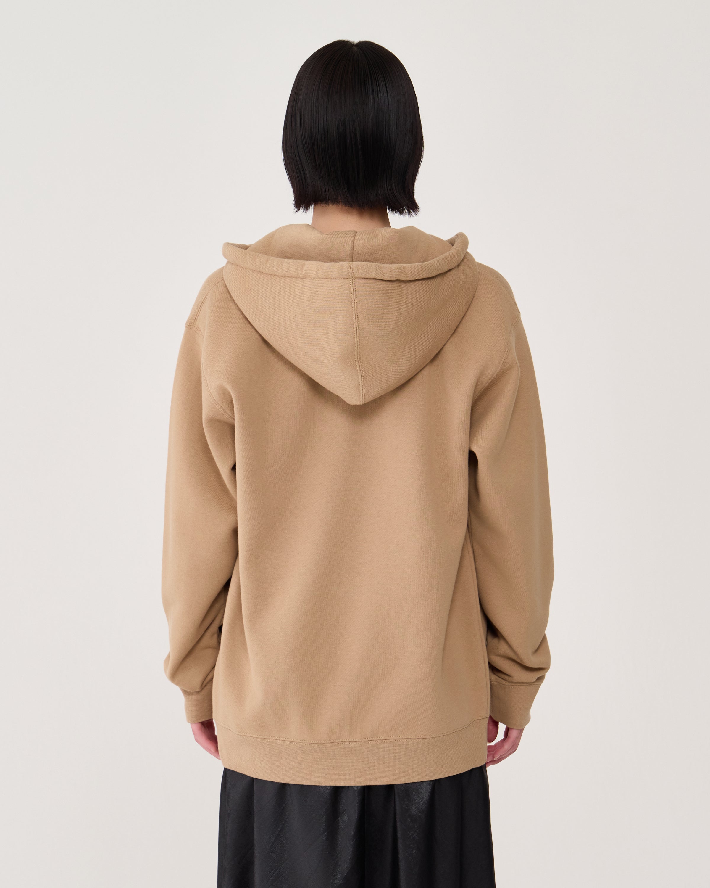 Logo zip-up hoodie / Beige