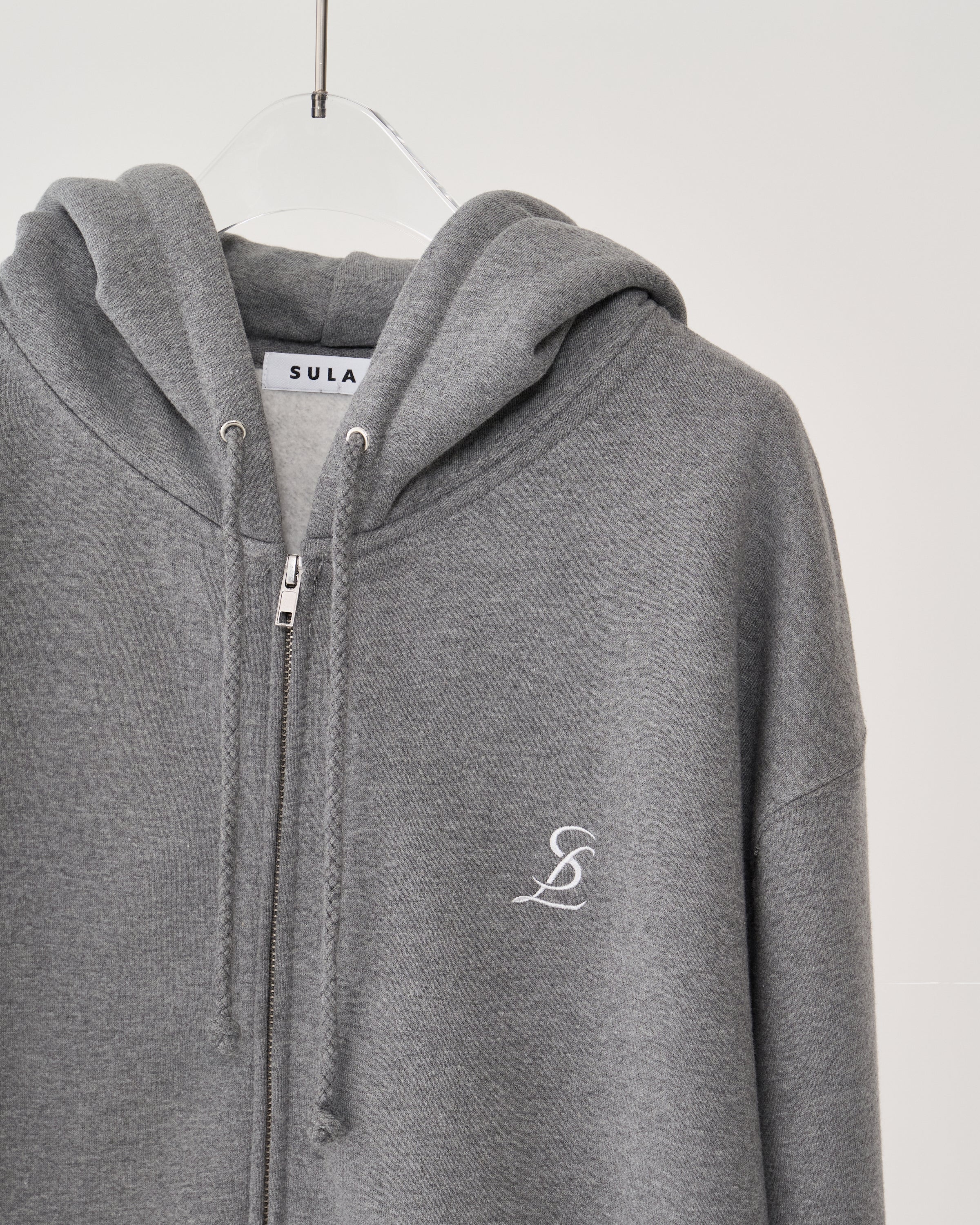 Logo zip-up hoodie / Heather Gray