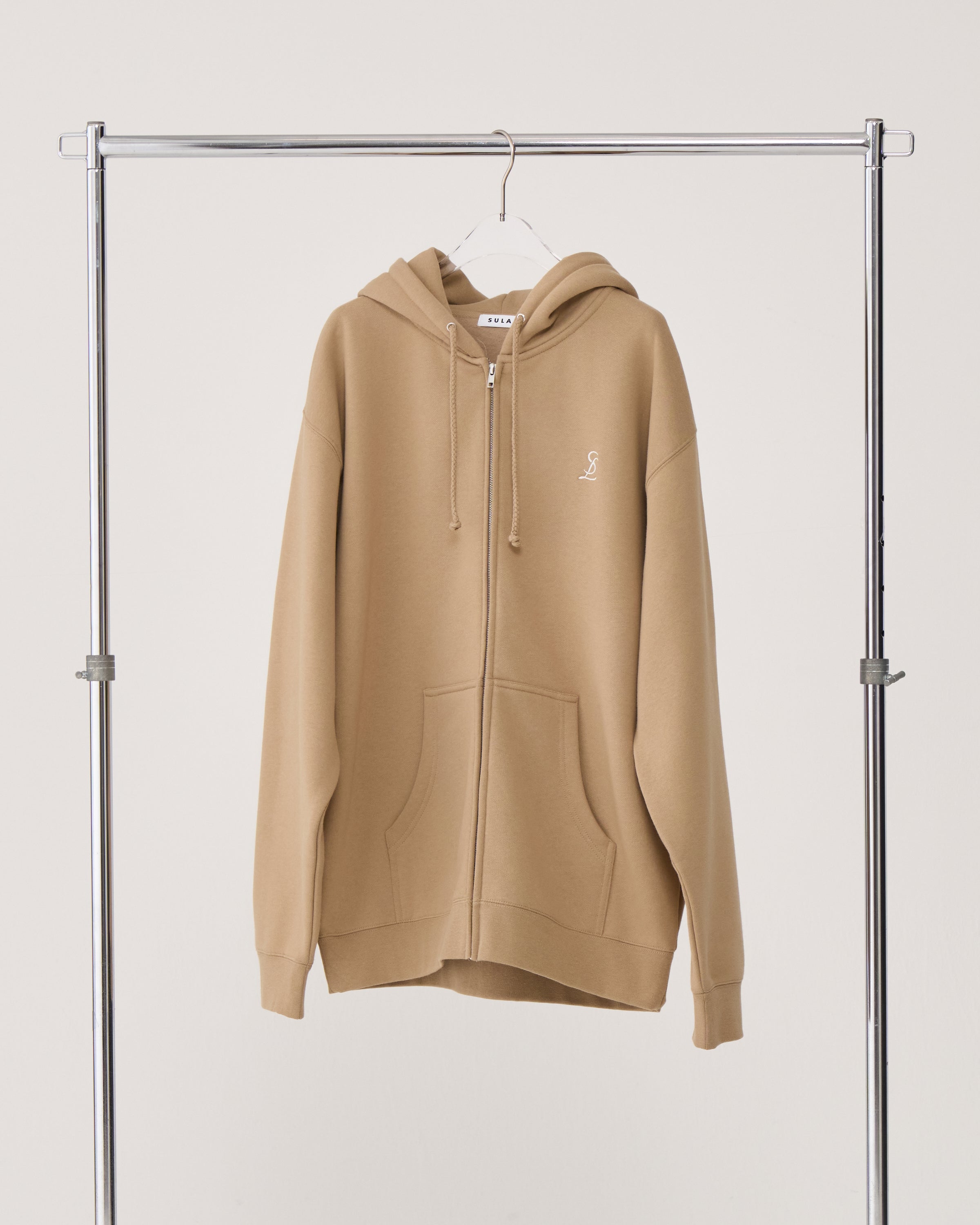 Logo zip-up hoodie / Beige