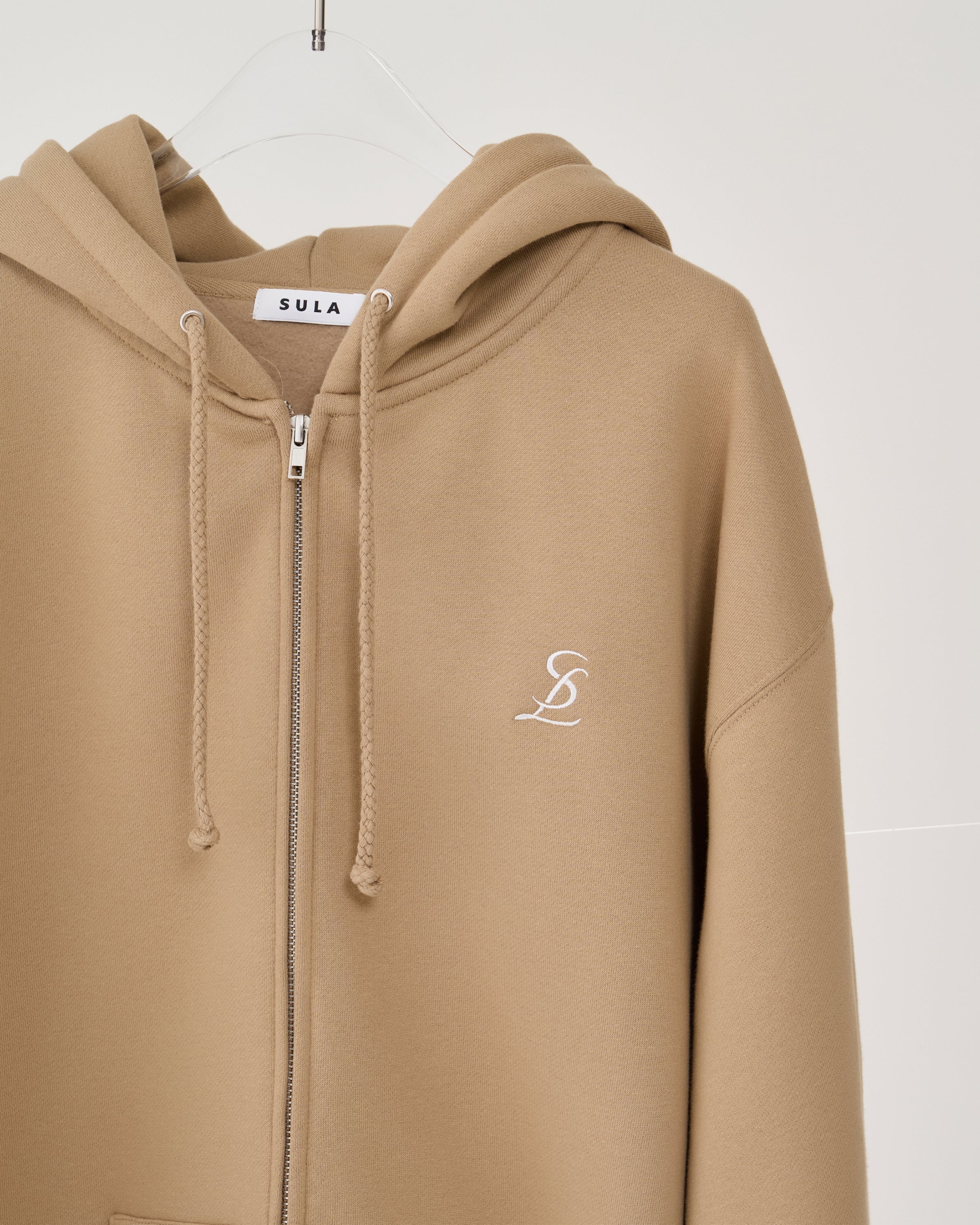 Logo zip-up hoodie / Beige