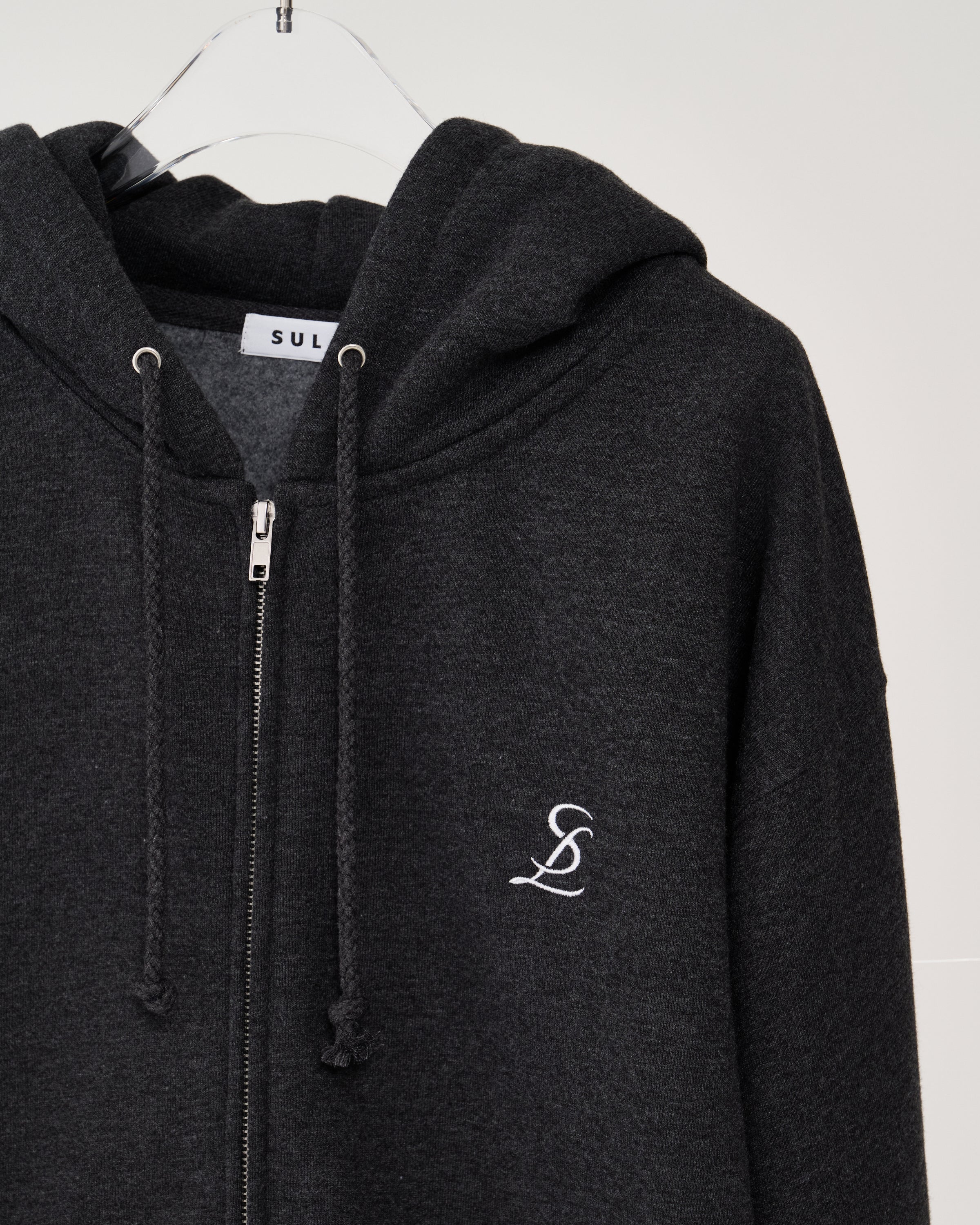 Logo zip-up hoodie / Heather Charcoal