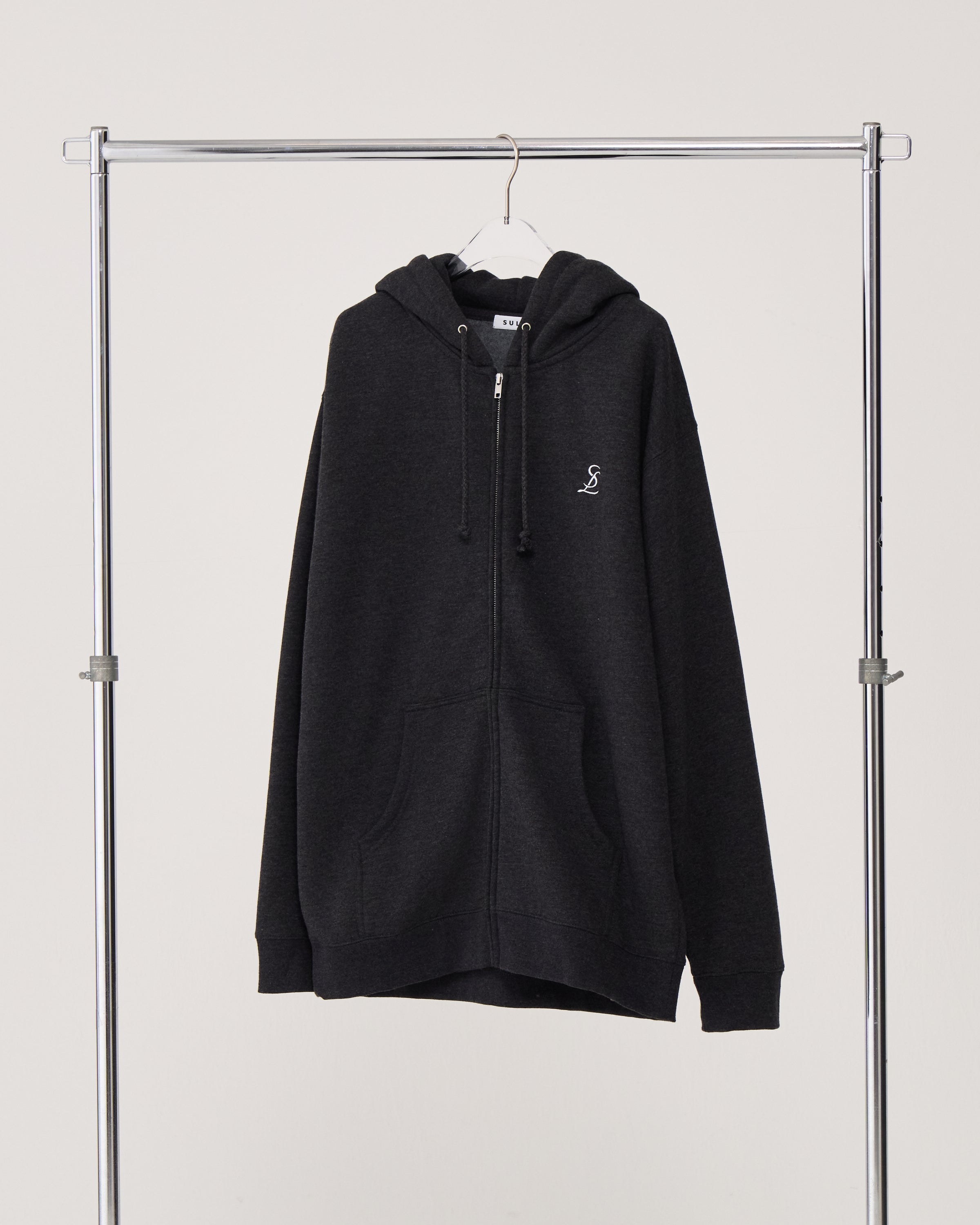 Logo zip-up hoodie / Heather Charcoal