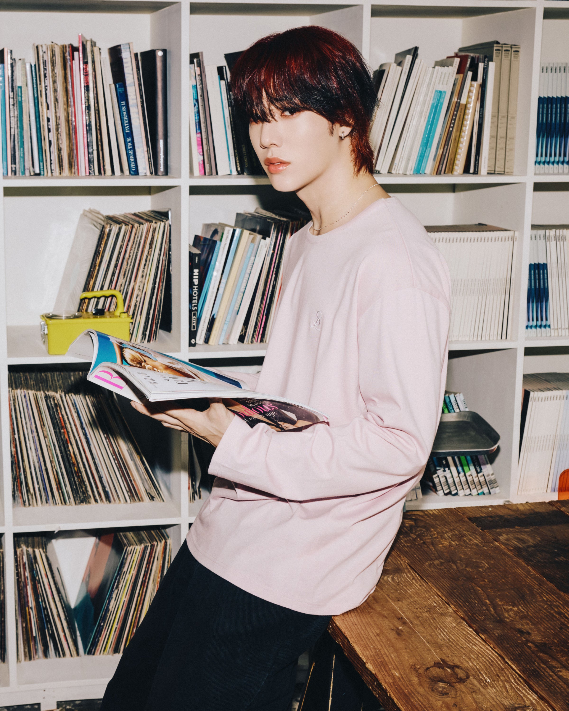 Long sleeve logo T-shirt / Smoky pink