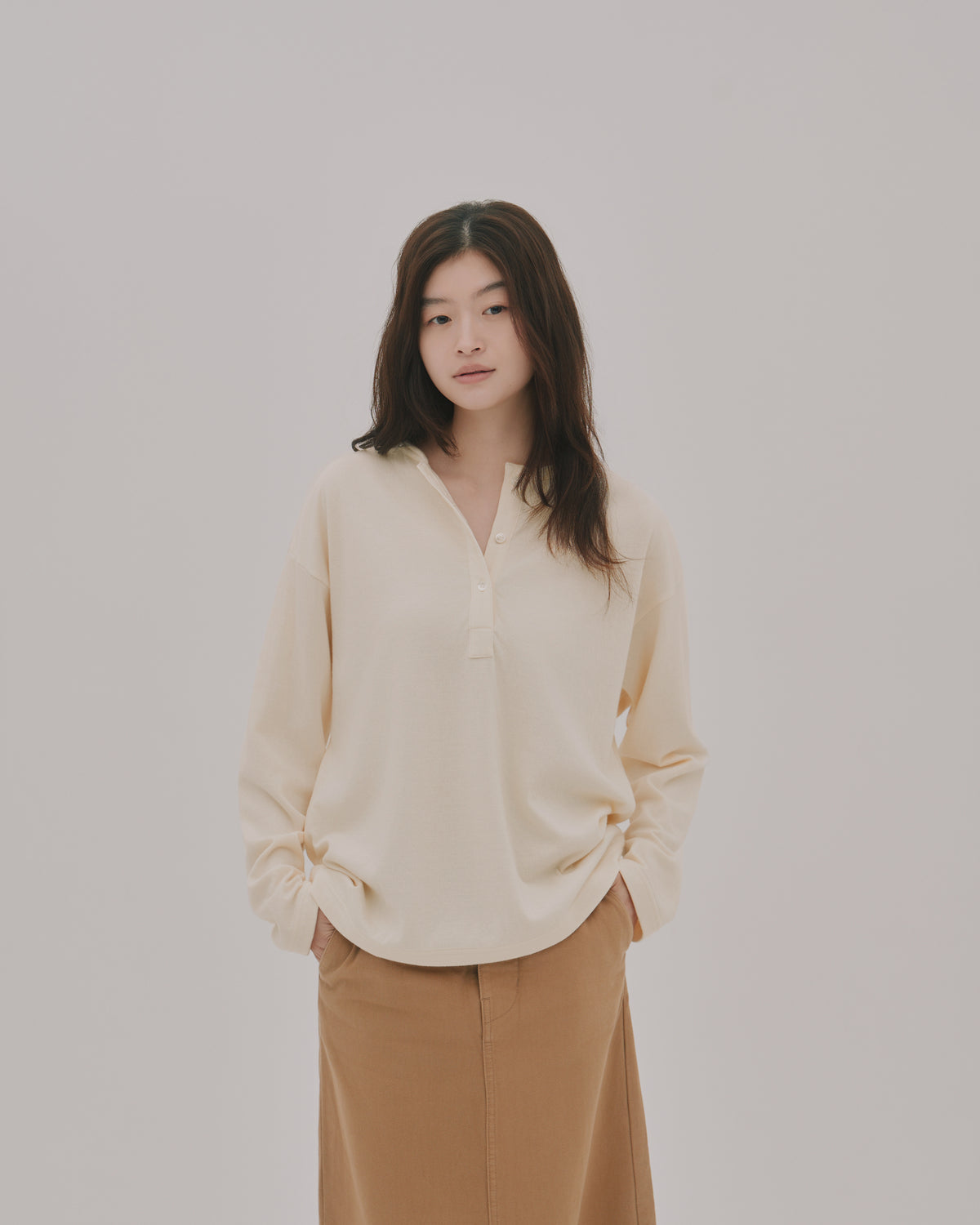 Soft Henley Top / Ecru