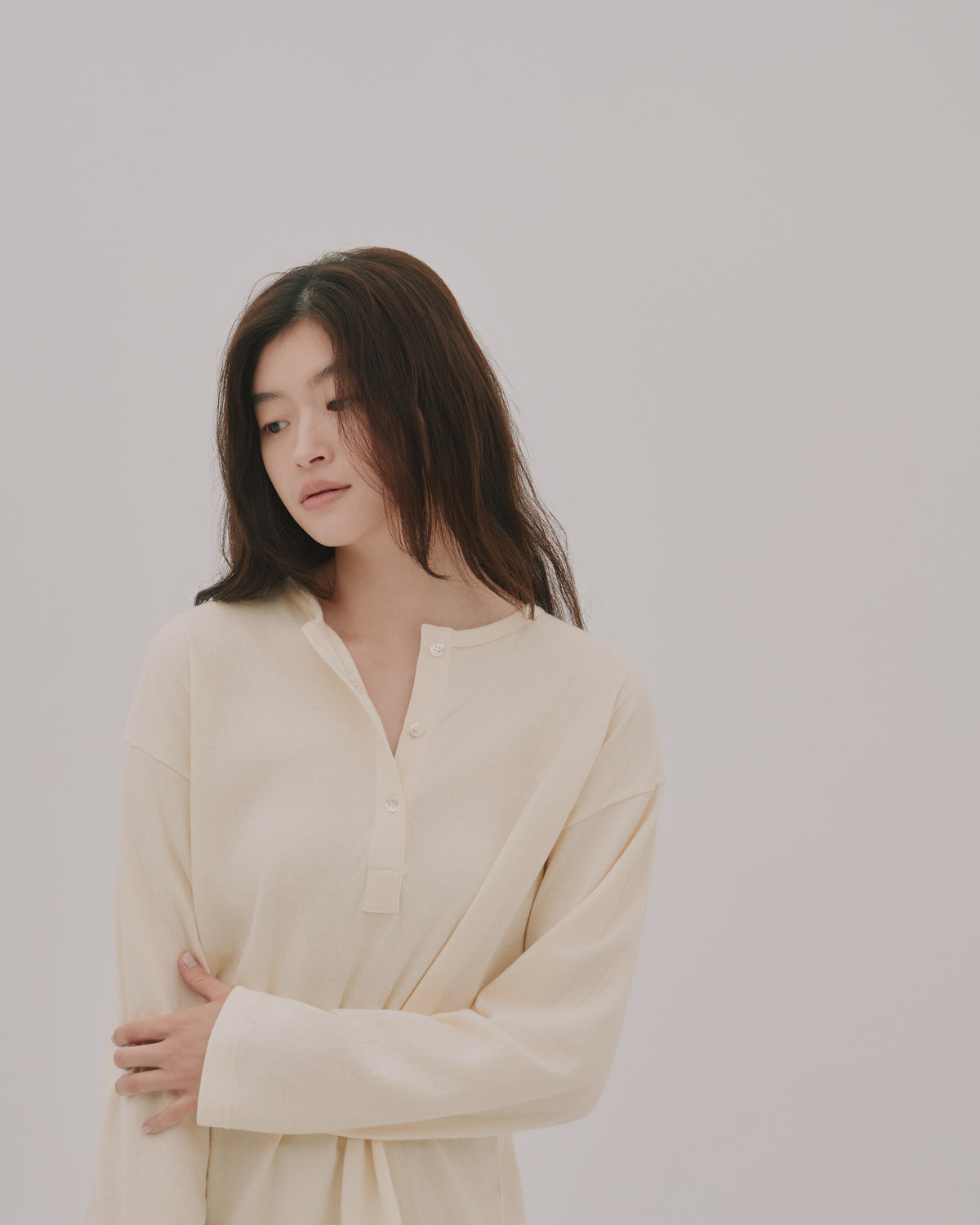 Soft Henley Top / Ecru