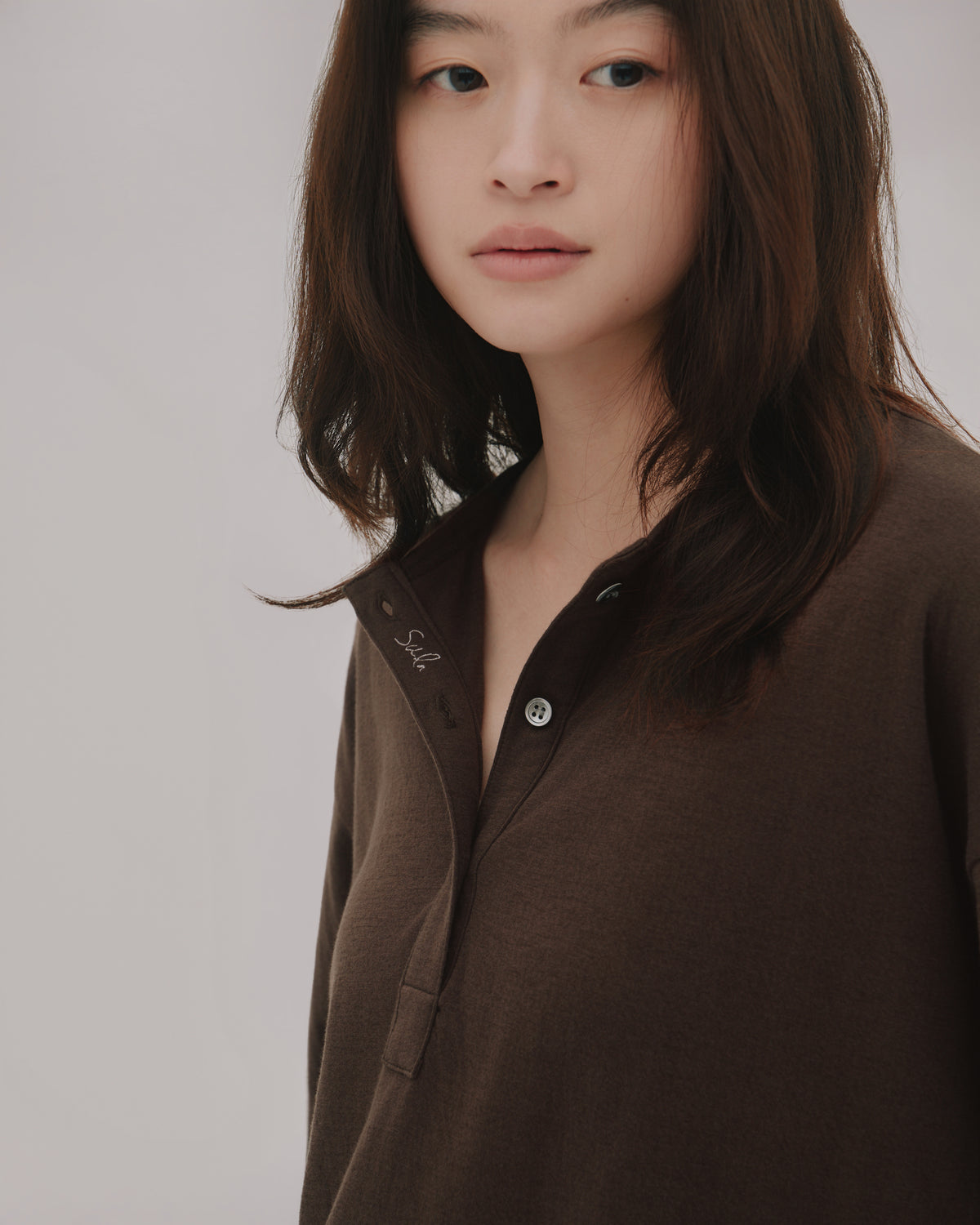 Soft Henley Top / Brown