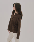 Soft Henley Top / Brown