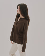 Soft Henley Top / Brown