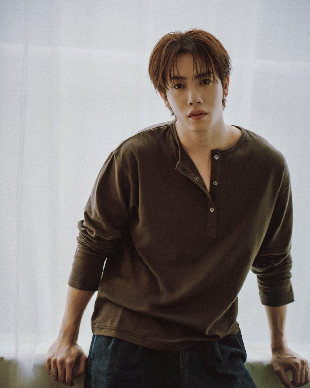 Soft Henley Top / Brown