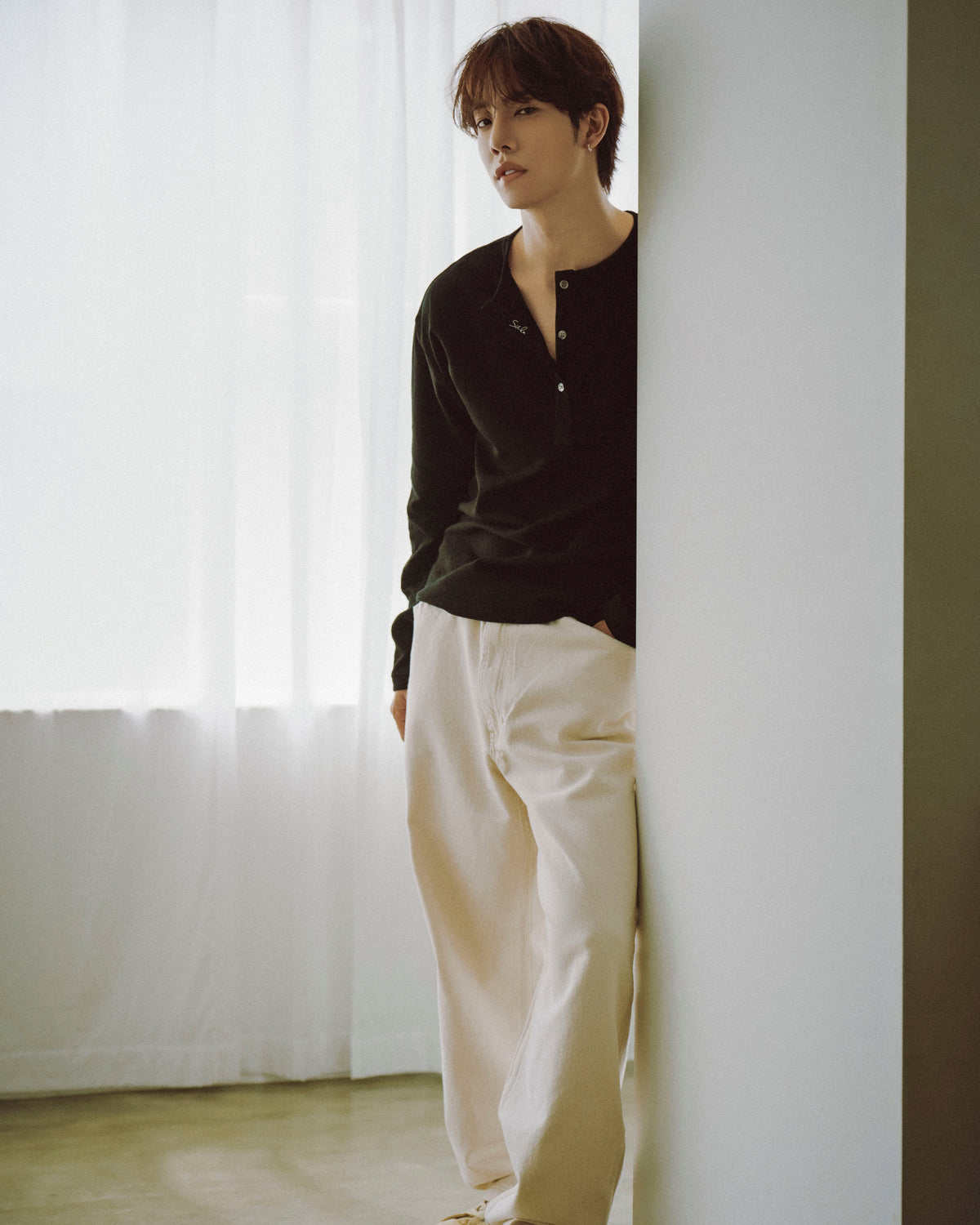 Soft Henley Top / Black