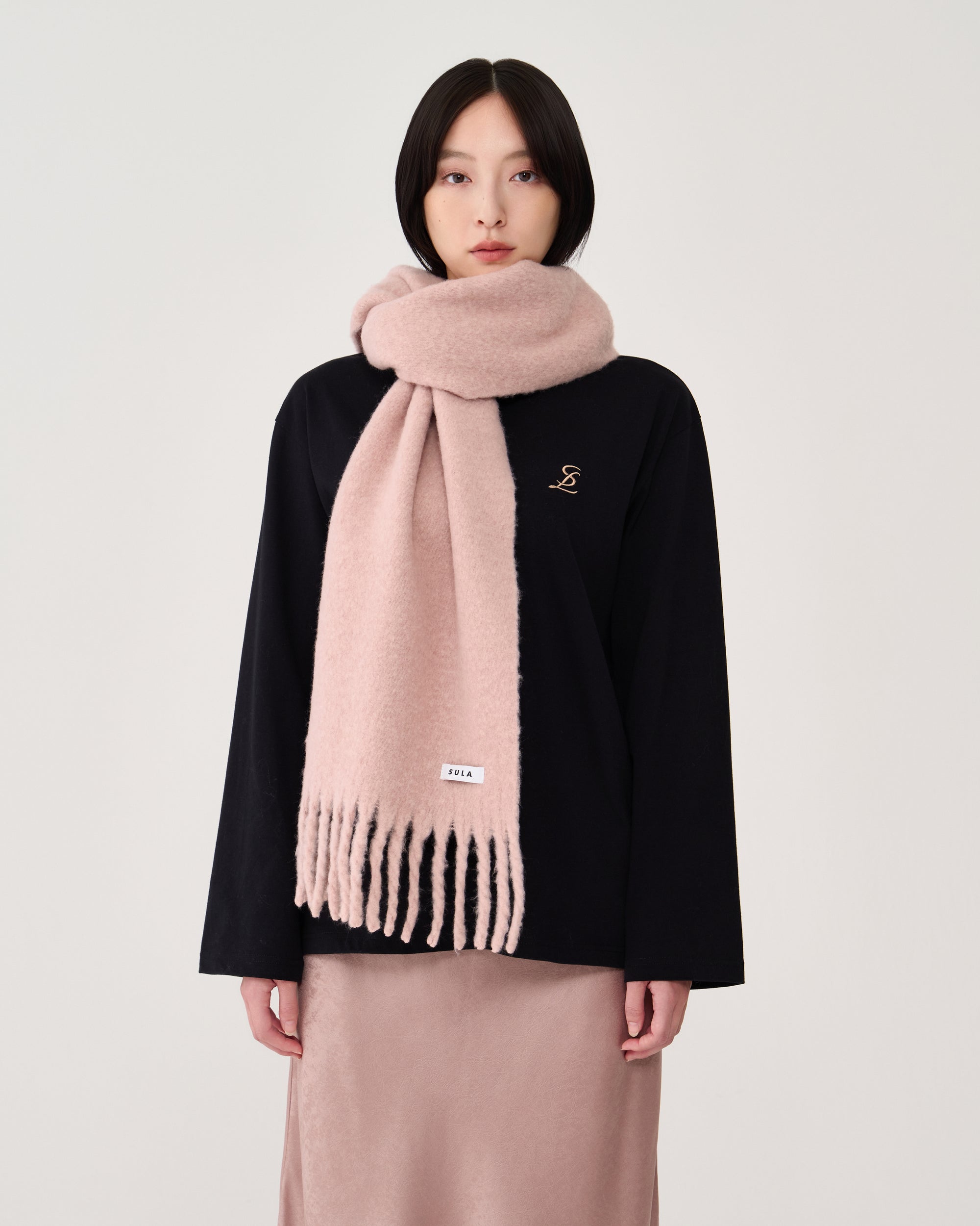 Fringe scarf / Pink