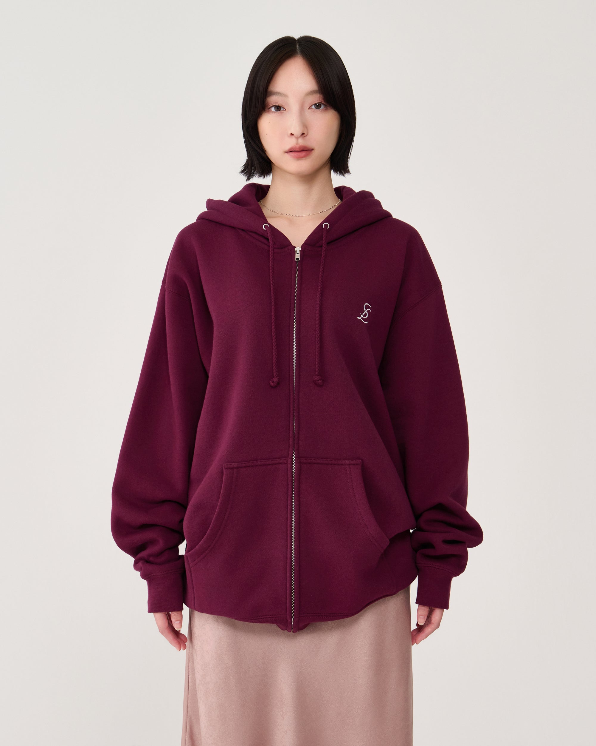 Logo zip-up hoodie / Bordeaux