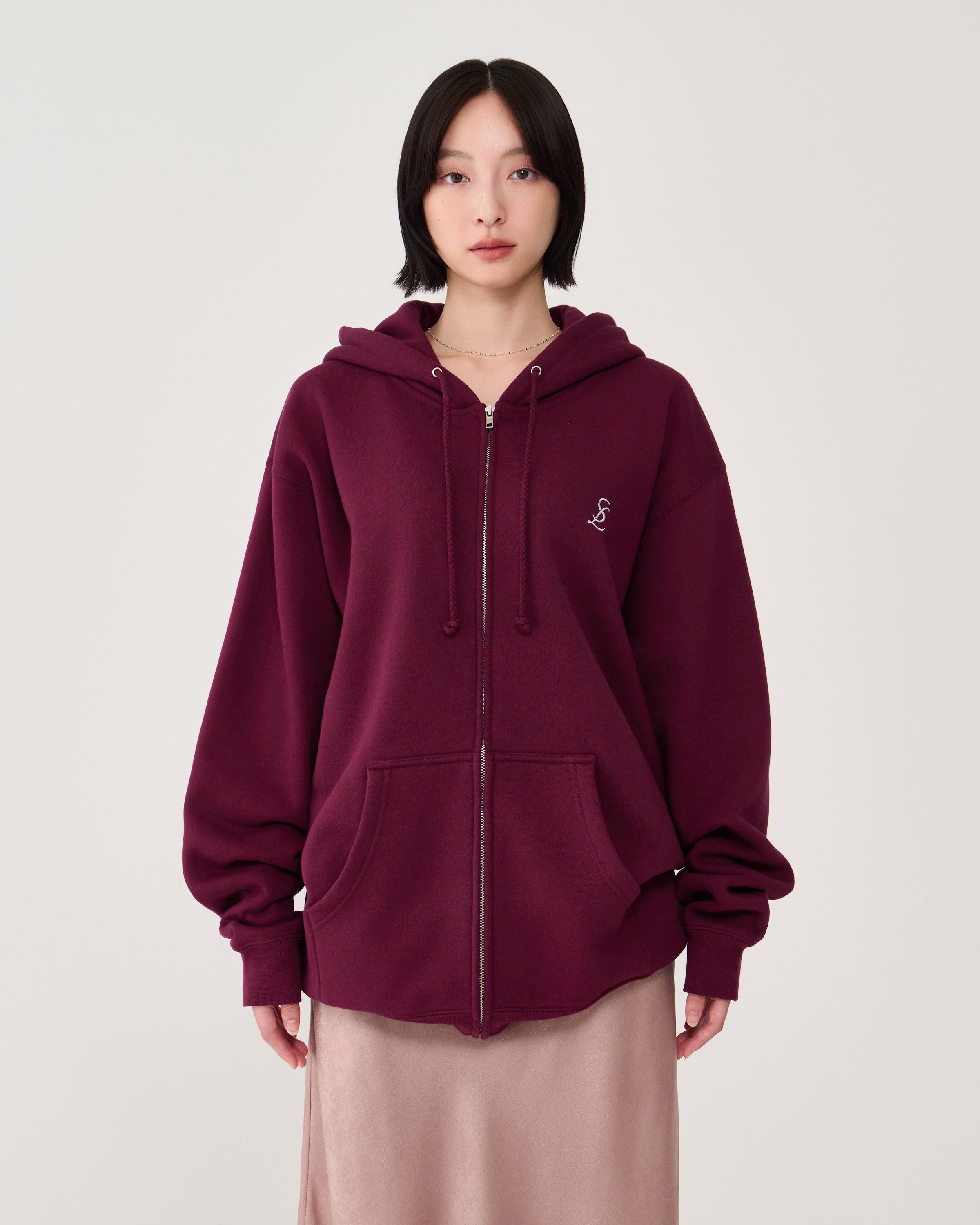 Logo zip-up hoodie / Bordeaux