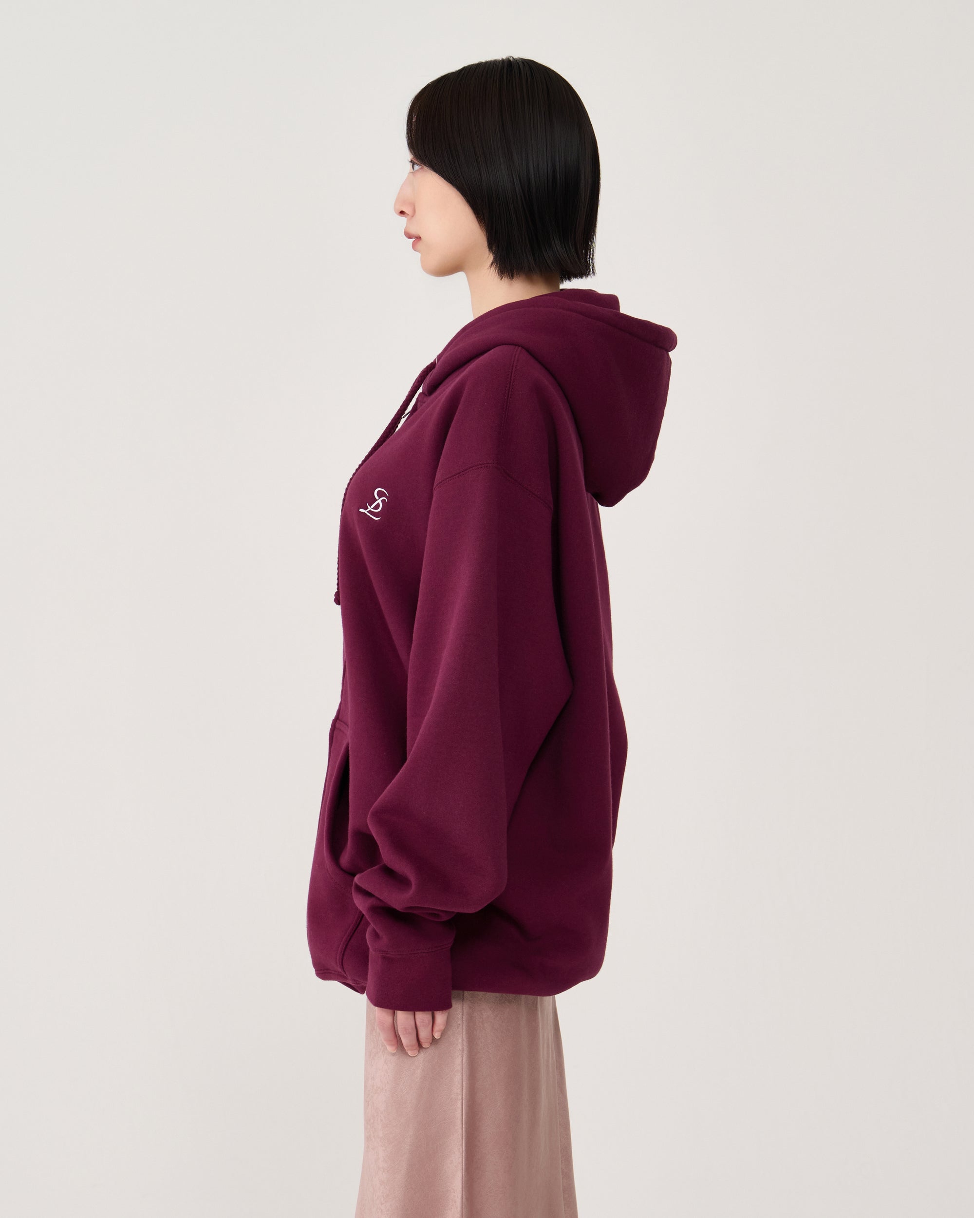 Logo zip-up hoodie / Bordeaux