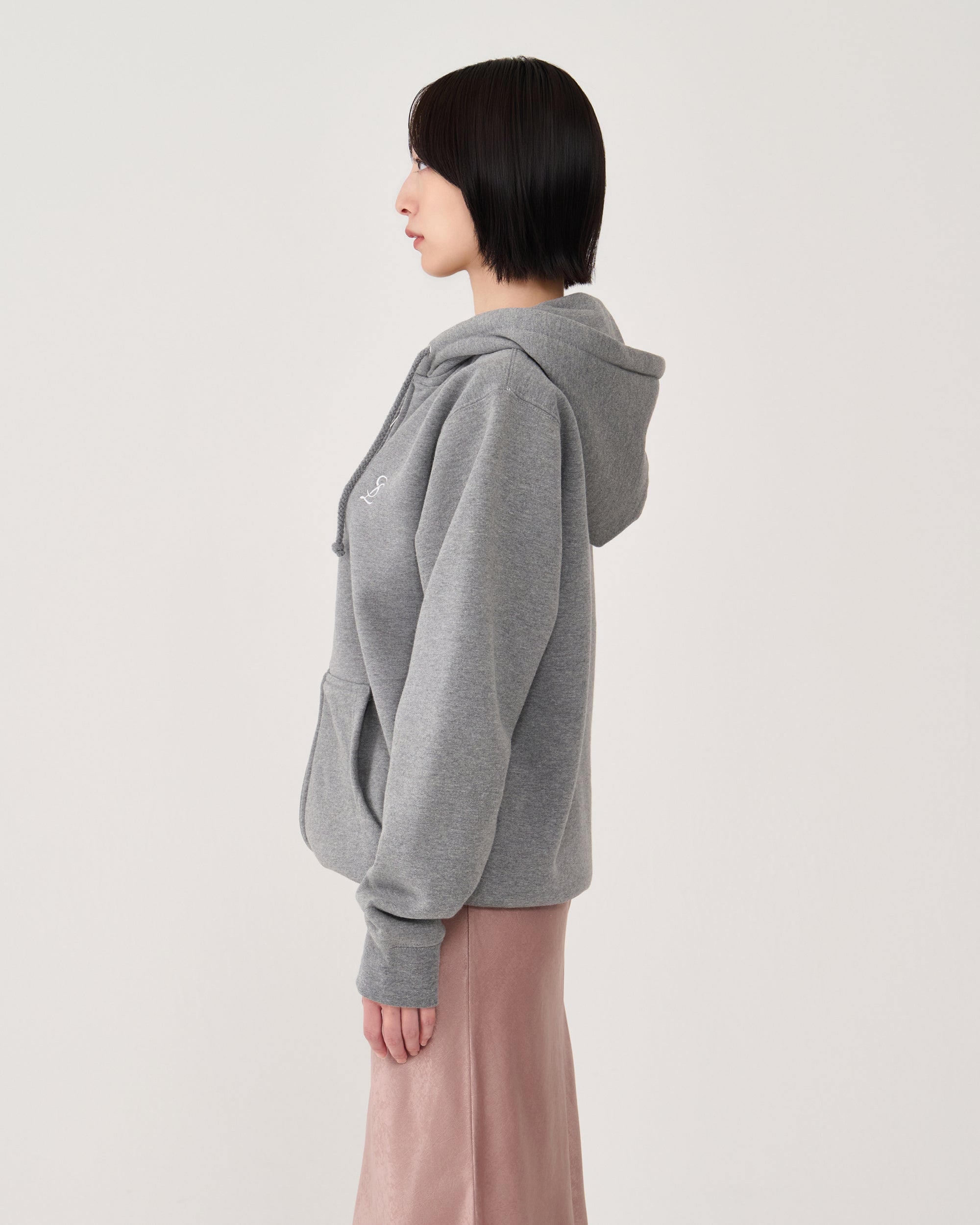 Logo zip-up hoodie / Heather Gray