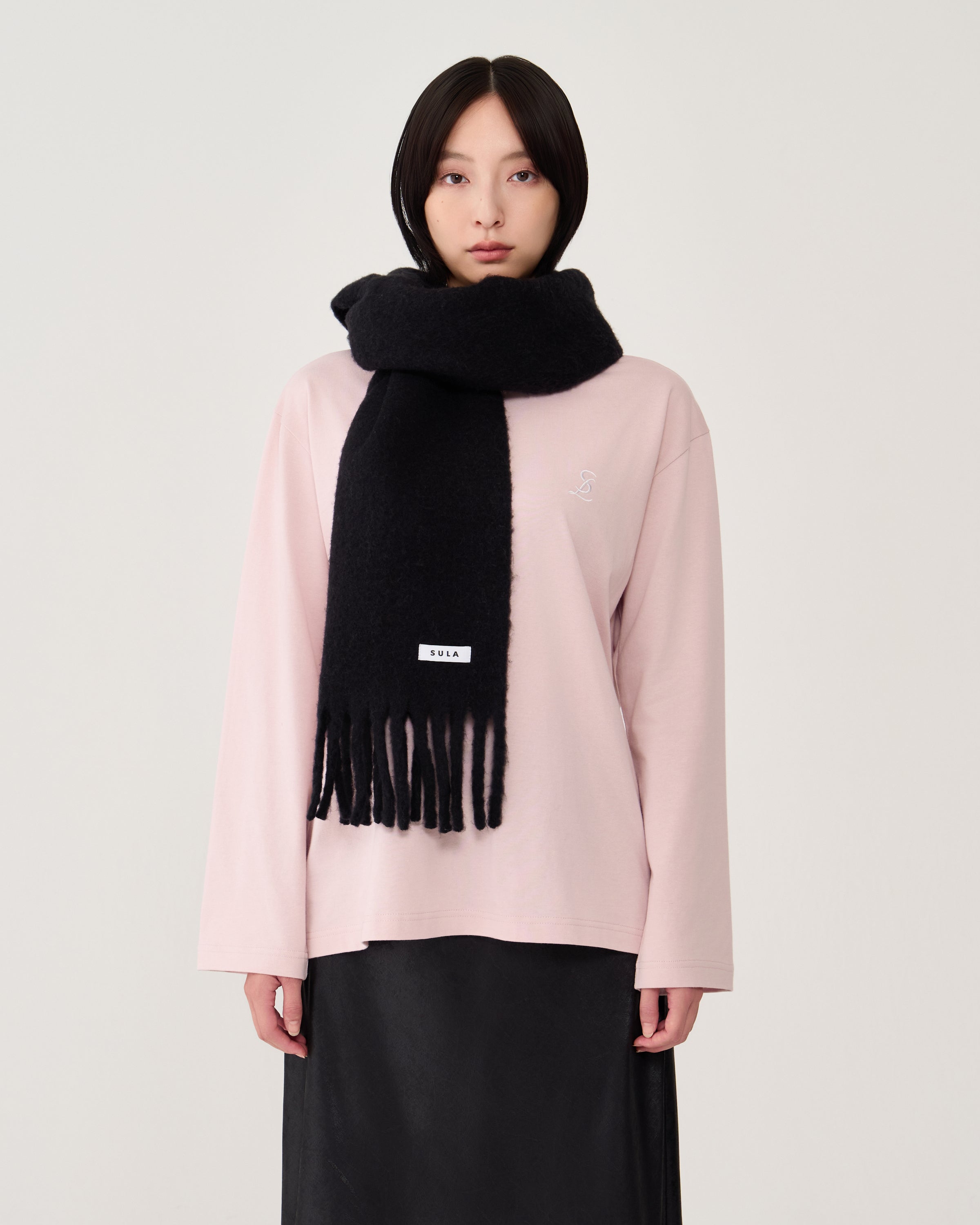 Fringe scarf / Black