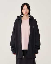 Logo zip-up hoodie / Heather Charcoal