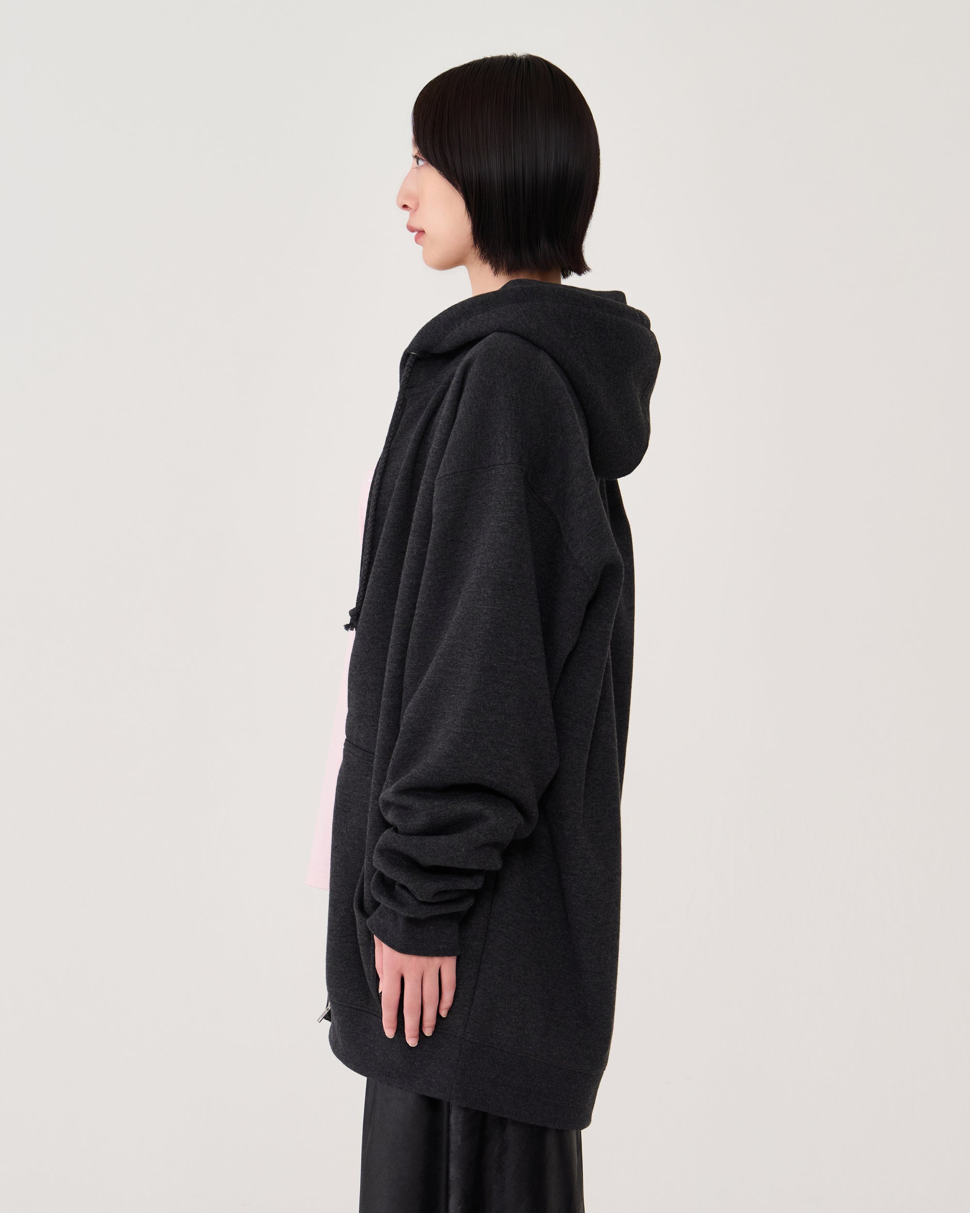 Logo zip-up hoodie / Heather Charcoal