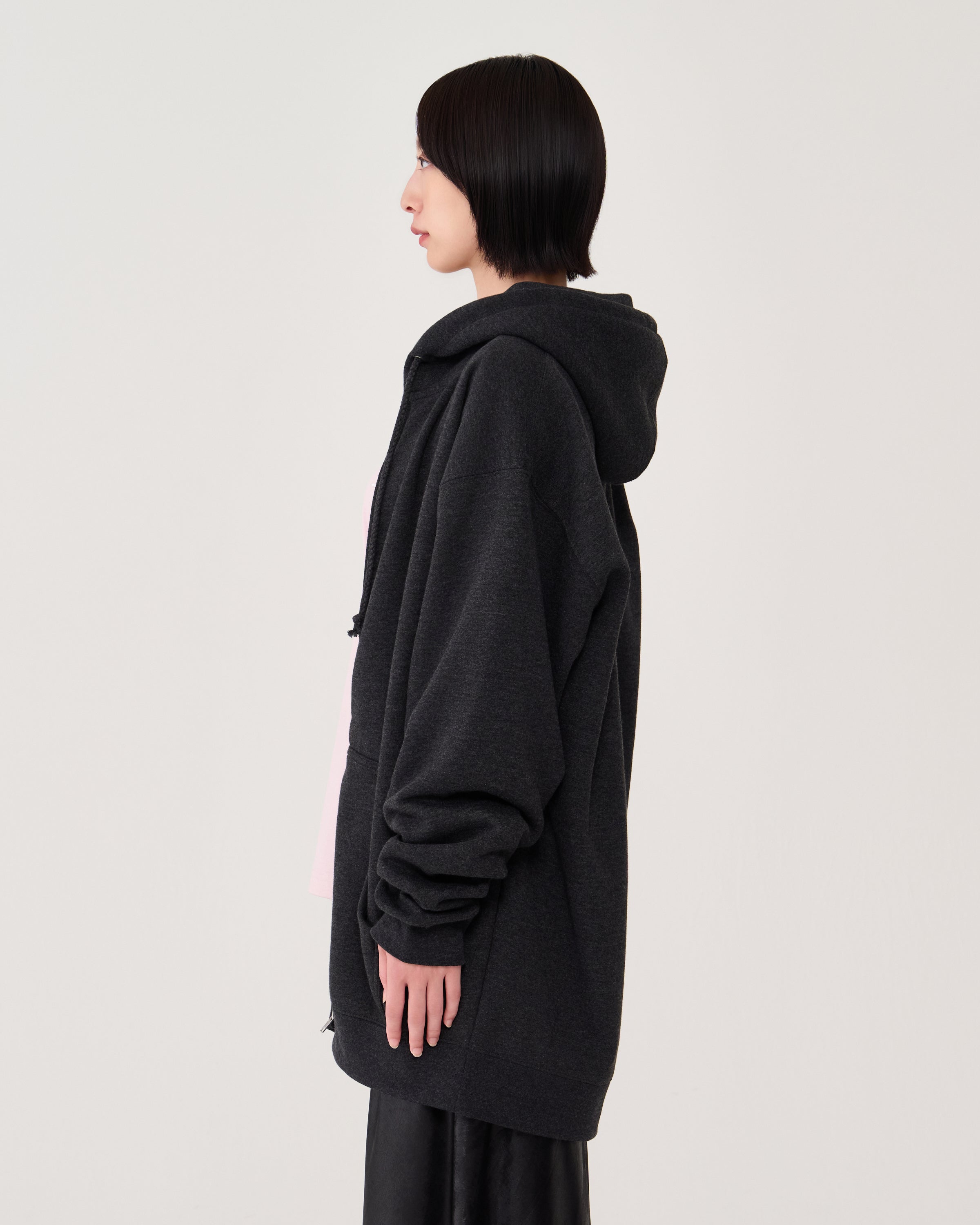 Logo zip-up hoodie / Heather Charcoal