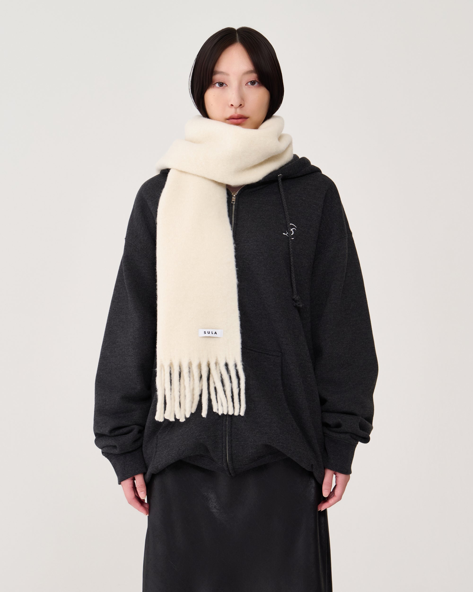 Fringe scarf / Ivory