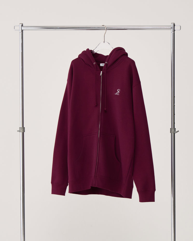 Logo zip-up hoodie / Bordeaux
