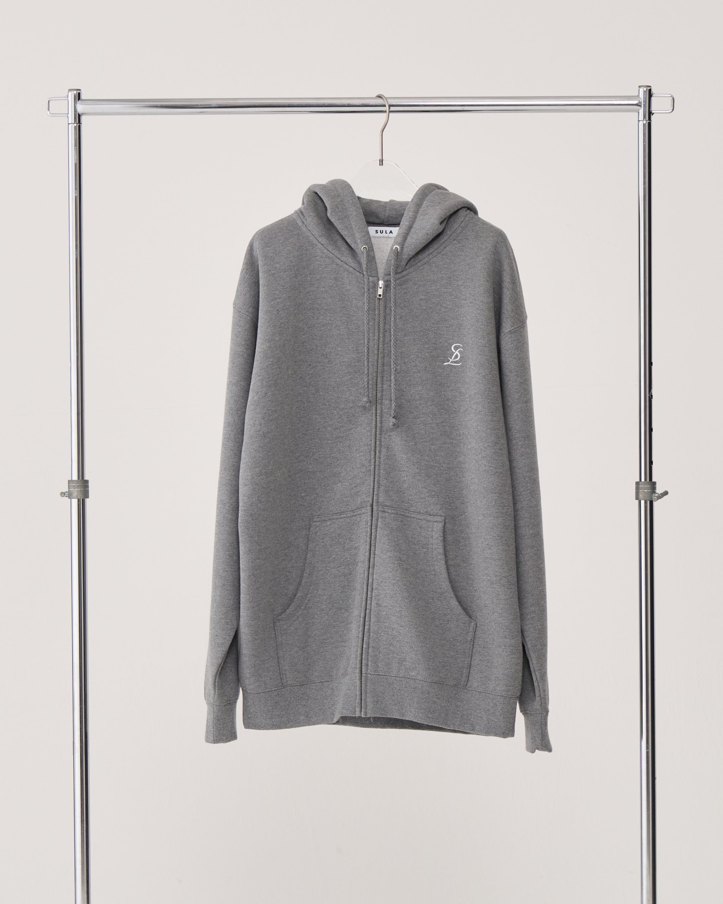 Logo zip-up hoodie / Heather Gray