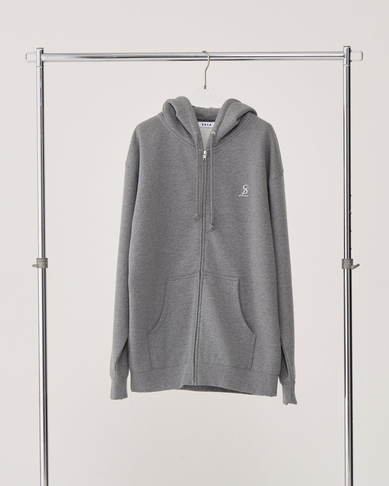 Logo zip-up hoodie / Heather Gray