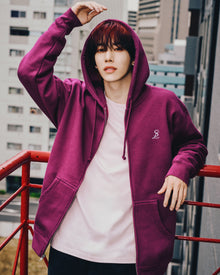 Logo zip-up hoodie / Bordeaux