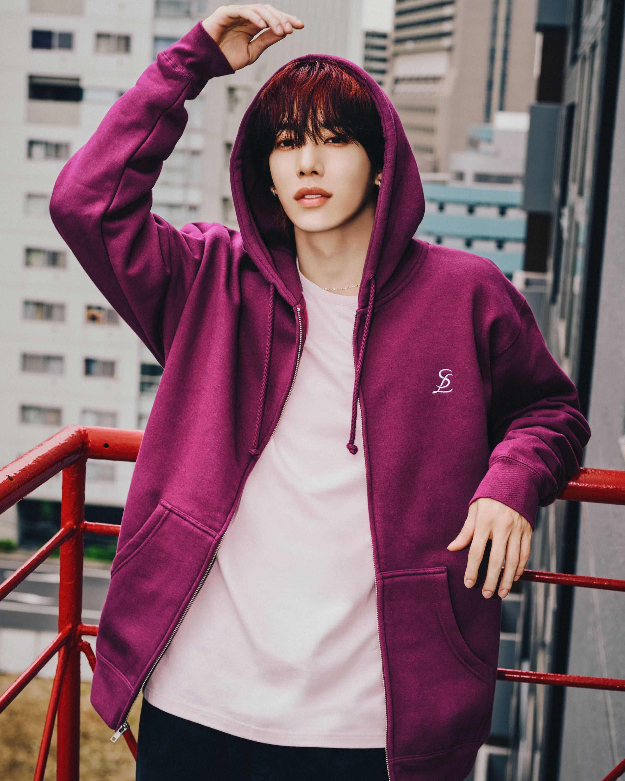Logo zip-up hoodie / Bordeaux